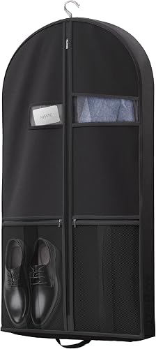 Lazebox 43" Travel Garment Bag with Accessories Zipper Pocket, Heavy Duty Suit Bag for Suits, Tuxedos, Dresses, Coats, Bla...