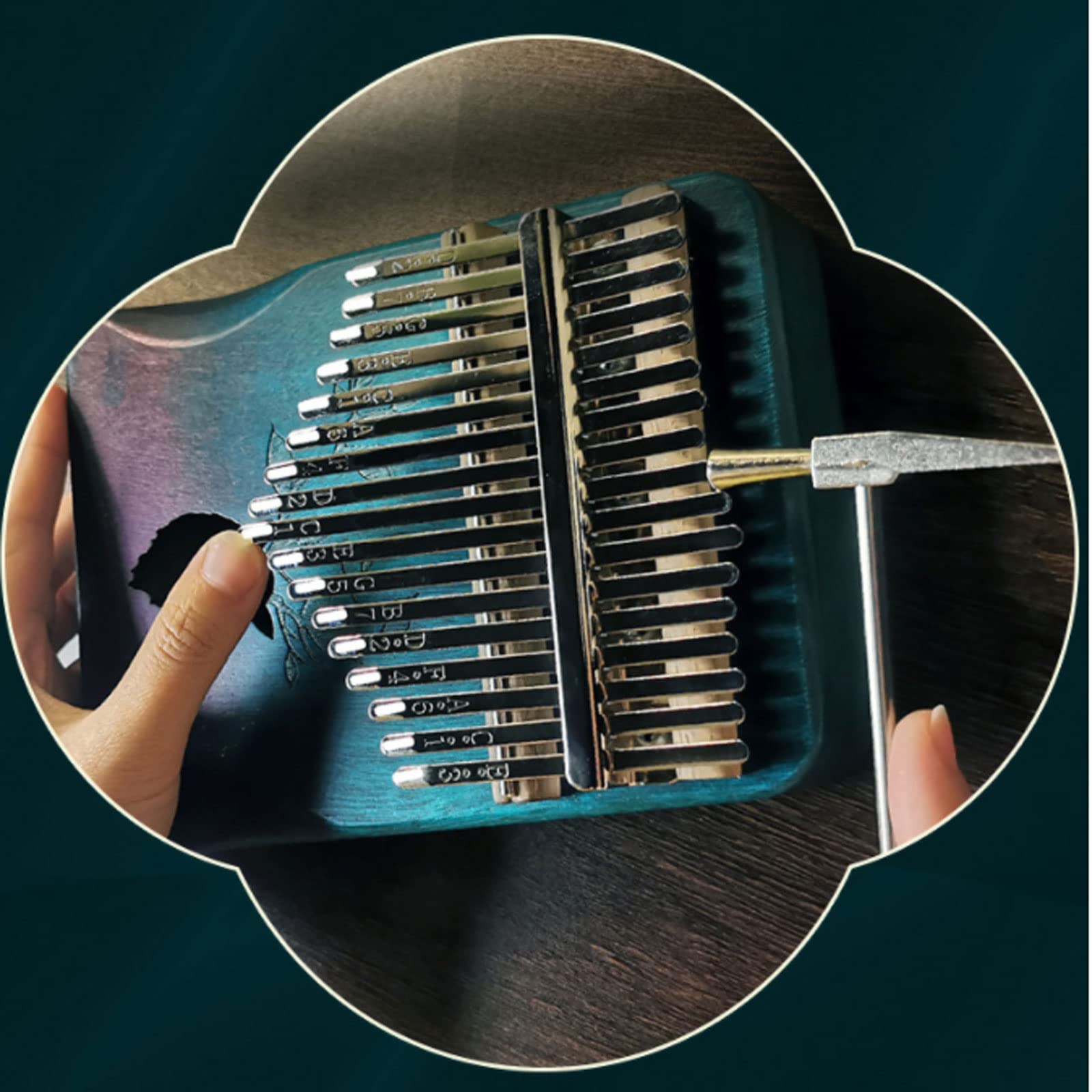 Suono Squisito Strumento Musicale per Pianoforte a Pollice in Mogano a 17 Tasti ， Squisito Motivo a Doppio Cervo ， per Elementi Musicali Portatili per Principianti Facile da Giocare