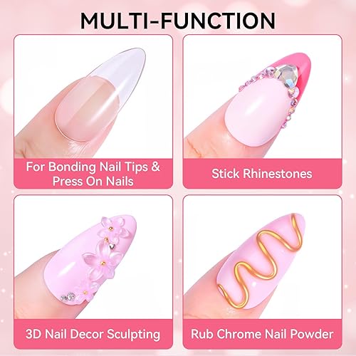 Vista 4 de Makartt Gel de pegamento sólido para uñas a presión: pegamento de uñas de gel fuerte para uñas postizas, geles de escultura 3D duros y transparentes