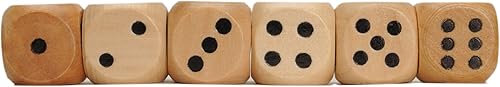 WE Games Juego de dados de madera con esquinas redondeadas, paquete de 6 dados a granel con bolsa de tela, dados de 0.630 in, puntas negras para
