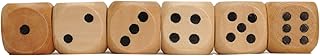 WE Games Wooden Dice Set with Rounded Corners - Pack of 6 Bulk Dice with Cloth Bag, 16mm Dice, Black Pips for Board Games, Gaming Dice Sets, Standard 6 Sided Dice Set for Adults
