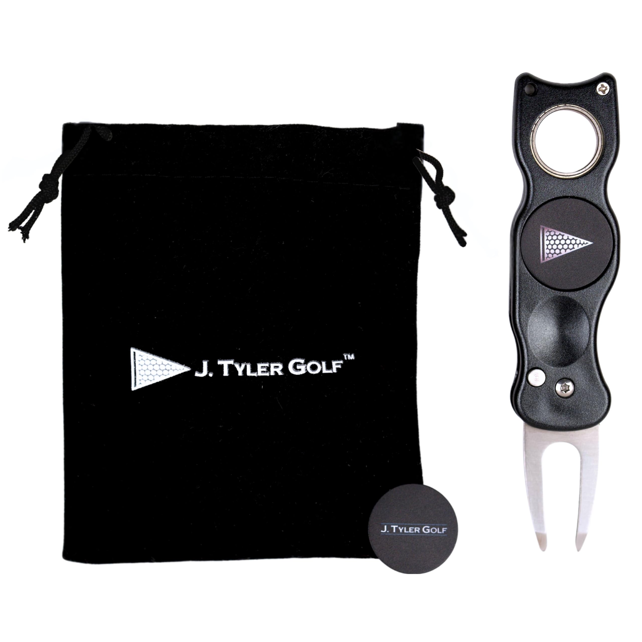 Divot Repair Tool – Patent Pending Ergonomic Golf Divot Tool with Fidget Spinner | Golf Tool & Switchblade Divot Tool with Ballmarker | Divot Fixer & Ballmark Repair Tool | Gift for Golfers