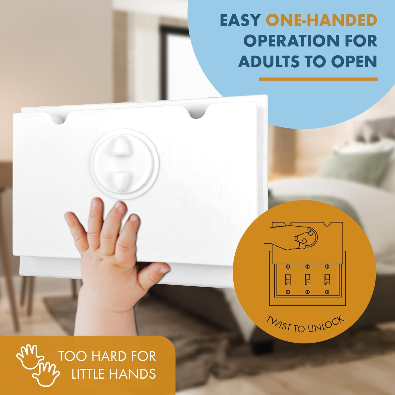 HomeStar Safety Light Switch Cover Guard | Triple Toggle Switch Protector | Childproof Locking Light Switch Guard | Tamper-proof Switch Protection