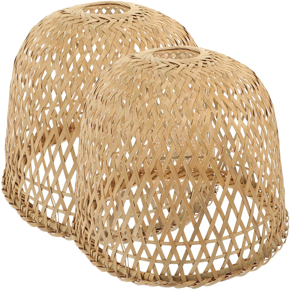 Kichvoe 2 Pezzi Paralume In Bambù Intrecciato Paralume Per Lampadario In Rattan Sostituzione In Vimini Copertura Rustica Per Lampada A Sospensione Per Sala Da Pranzo Arredamento