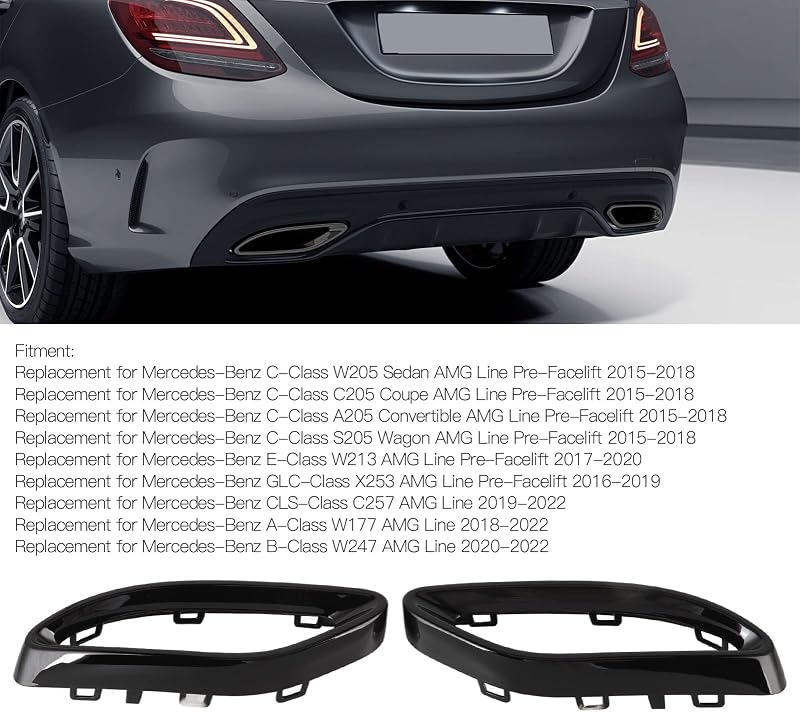 Akozon Fekete Fényes Kipufogóvég Takaró Mercedes A B C E GLC CLS Osztályhoz W177 W247 W205 W213 X253 C257 Kompatibilis Autó Tuning Kiegészít