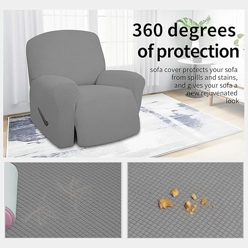 Miniatura 449 de Funda elástica para sofá reclinable de fácil colocación, Tela mezcla de poliéster Algodón, Arena
