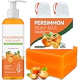 2 PCS Persimmon Soap and Persimmon Shower Gel, Natural Deodorizing Soap For The Elderly, Used To Control Body Odor And Remove Body Odor Shower Gel