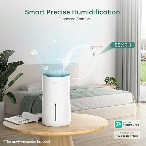 Miniatura 4 de MistFree Humidificador inteligente para dormitorio, humidificador evaporativo sin polvo blanco, humedad automática y control de aplicación, tanque