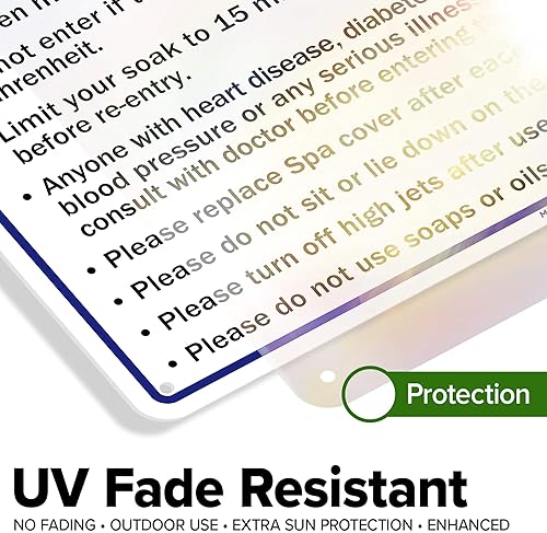 Vista 68 de Letrero de reglas de seguridad para bañera de hidromasaje, 10 x 14 pulgadas, libre de óxido, aluminio 040, resistente a la decoloración, fabricado