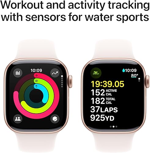 Miniatura 5 de Apple Watch Series 10 [carcasa GPS de 42 mm] SmartWatch con carcasa de aluminio en oro rosa con banda deportiva Light Blush - S/M. Rastreador de