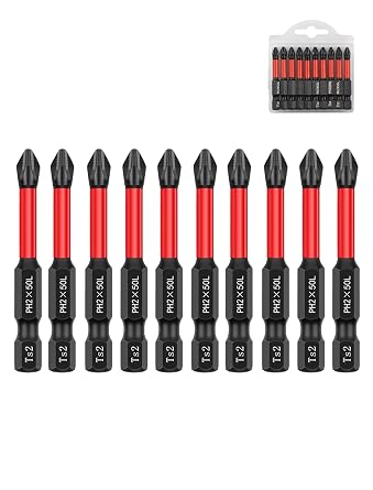 PH2 Impact Screwdriver Bits, 2 Inch 10-Pack, S2 Steel Magnetic