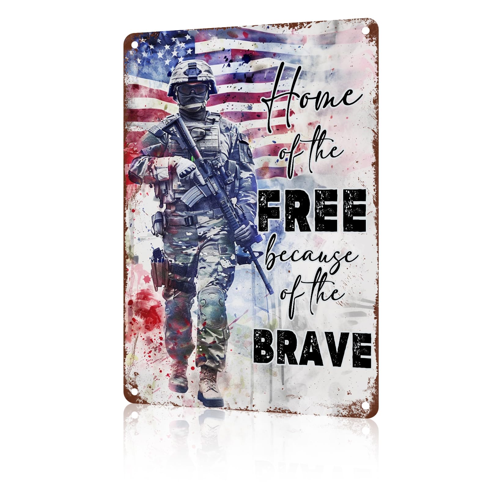 Anceky Funny Wall Decor Memorial Day Veteran Soldiers Vintage Metal Signs Tin Sign for Home Outdoor Wall Decor 12×16 Inch