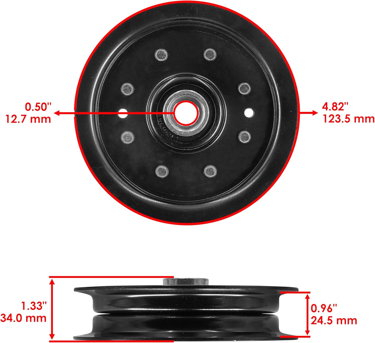 Caltric 48in 54in 60in Deck Idler Pulley Compatible with Hustler Fastrak/Fastrak SDX 605463 605512