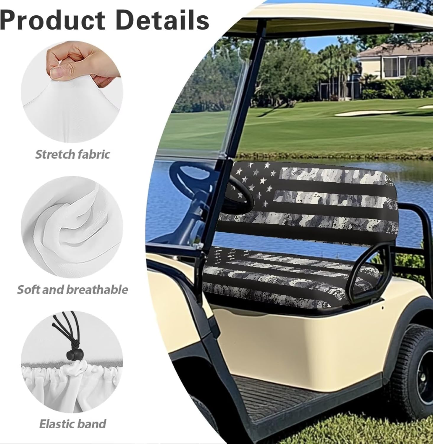 EZGO RXV Seat Covers with Elastic Edges - Heavy-Duty Universal Size for Club Car Precedent All-Season Protection