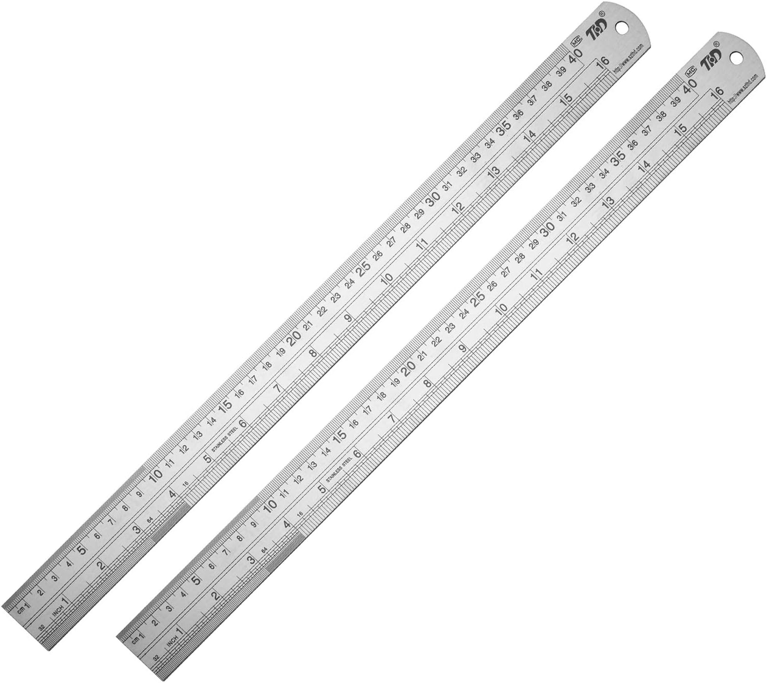 ZZTX Ruler Metal Straight Edge Stainless Steel Ruler 16 Inch Ruler Set Rulers Bulk 2 Pack