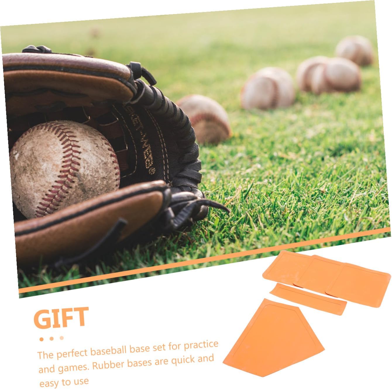 5-Piece Baseball Softball Rubber Base Set Pitcher Plate Non-Slip Training Equipment for Schools and Outdoor Practice