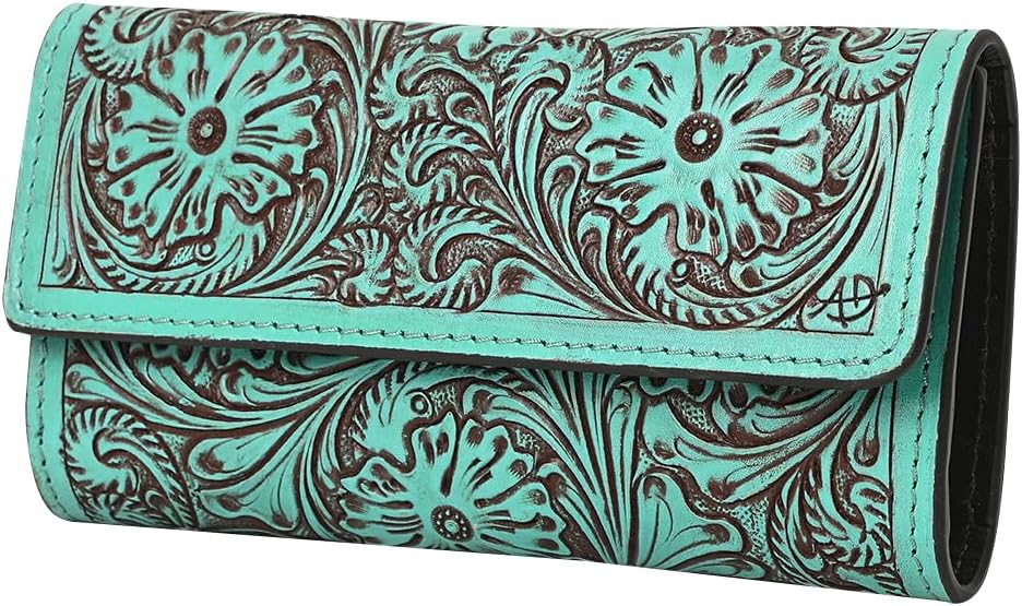 American Darling Wallet Hand Tooled Genuine Leather Western Women Bag | Wristlet Travel