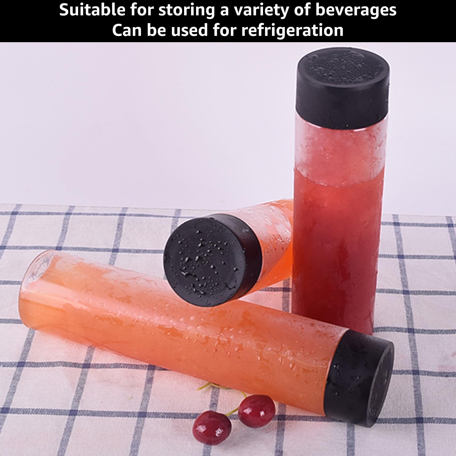 DAJAVE Lot de 18 Bouteilles Sensorielles 500 ML à Remplir en Plastique Réutilisables Transparentes pour Smoothie, Thé