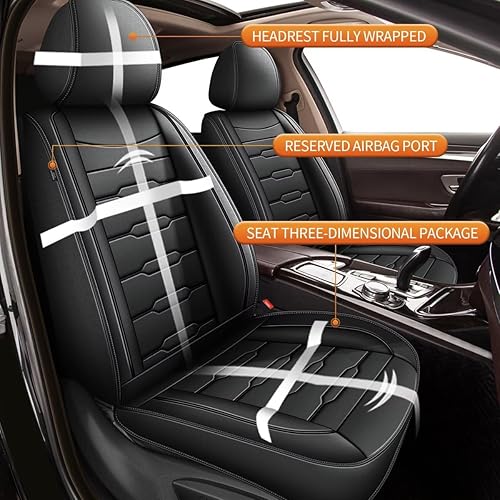 Miniatura 10 de AOMSAZTO Fundas de asiento de automóvil de cuero, ajuste personalizado para Toyota Tundra CrewMax 2008-2024 Camionetas de cabina regular, fundas de