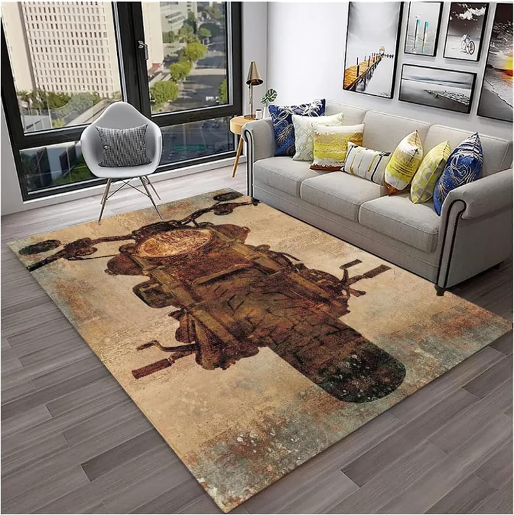 Tapis de moto rétro haut de gamme antidérapant 60x90cm salon