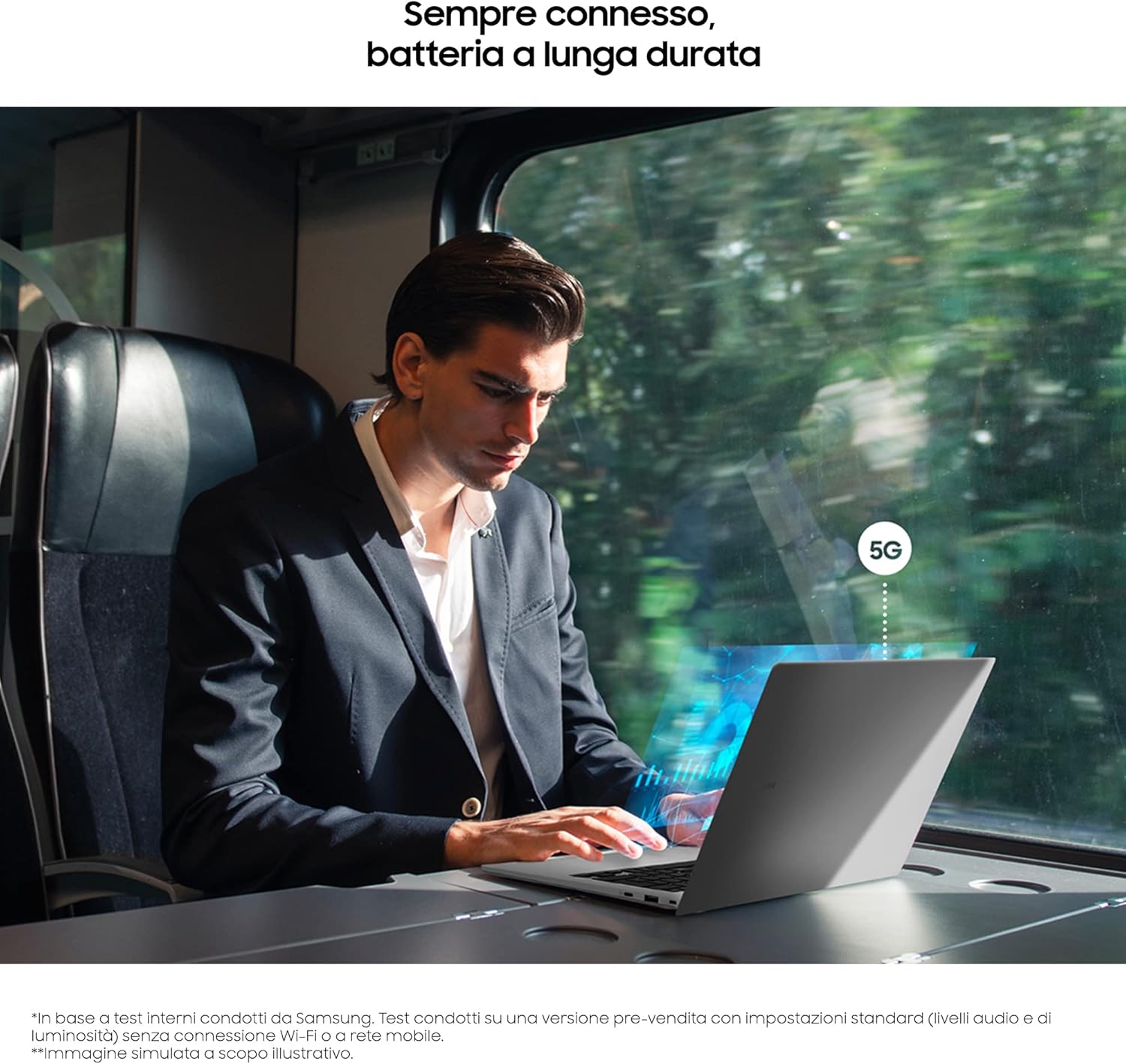 Samsung Galaxy Book2 GO 5G Laptop, 14 FHD, Snapdragon 7c+ Gen 3, Qualcomm Adreno 642L, RAM 4GB, 128GB SSD, Windows 11 Home, Silver