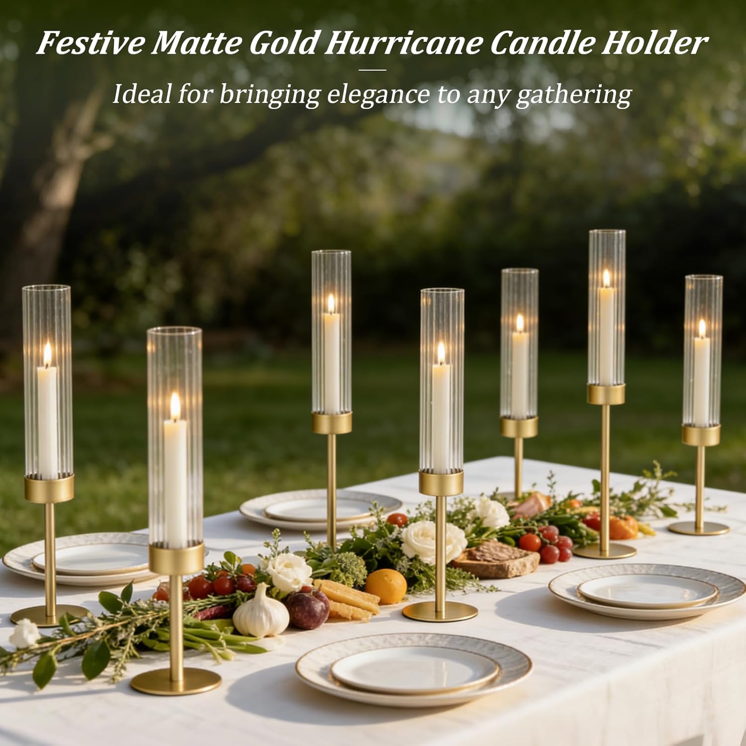 Gold Candlestick Holders Set of 6 Gold Taper Candle Holders for Candlesticks Hurricane Glass Candle Holder Bulk Tall Candle Stick Holder Decor for Fireplace Mantel Thanksgiving Christmas Wedding Table