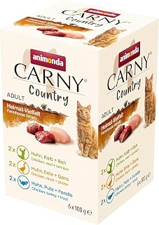 animonda Carny Country Katzenfutter nass Home Mix (6 x 100g), getreidefreies Katzen Nassfutter ohne Zucker, mit frischen fleischigen Zutaten
