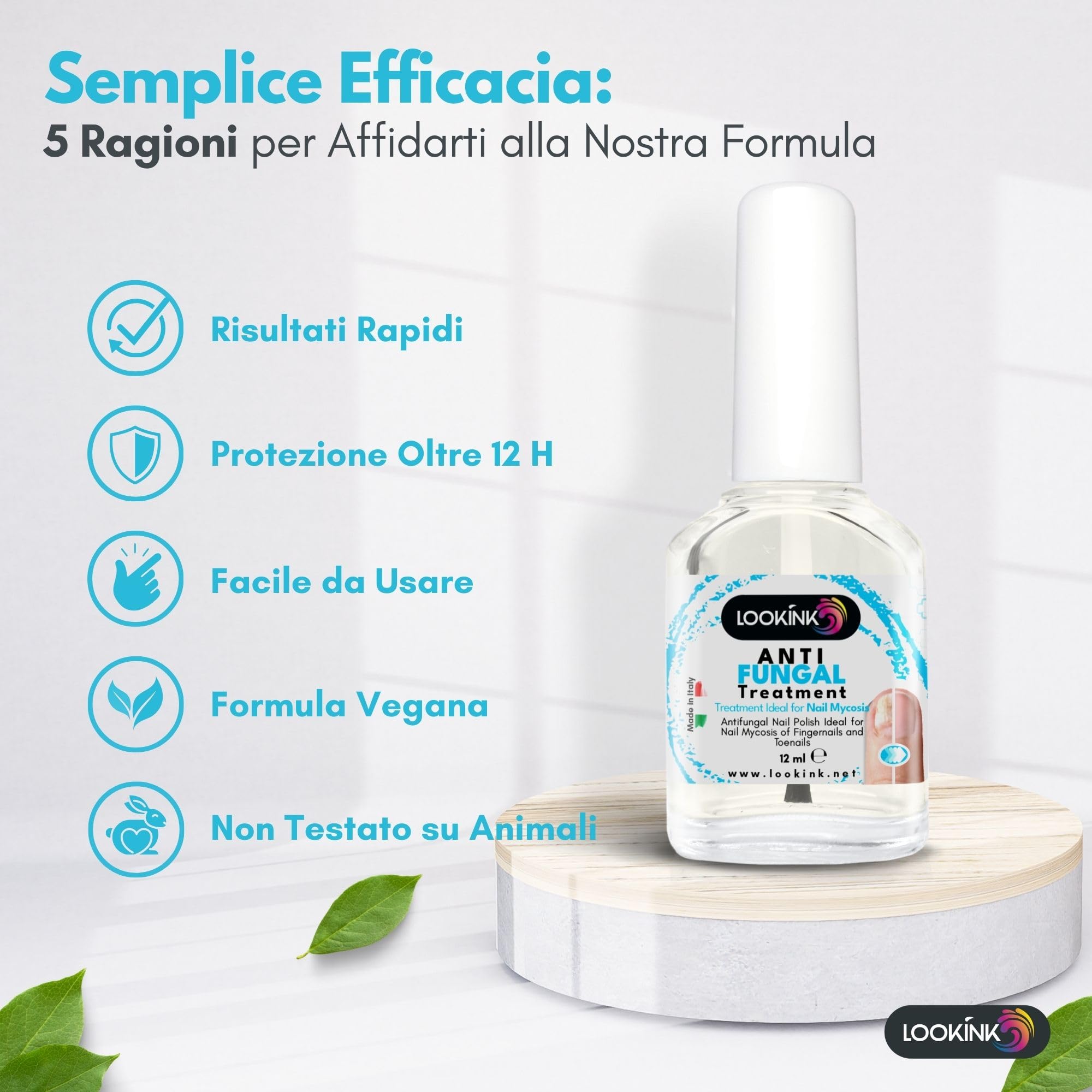Smalto per Micosi Unghie Piedi e Mani 12 ml - Made in Italy - Trattamento Antimicotico Forte Smalto ideale per Funghi e Onicomicosi - Trattamento Efficace Per la Ricrescita di Unghie Sane