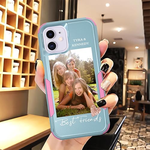Vista 265 de Funda de fotos personalizada para Apple iPhone 11 Pro Max, patrón de collage a cuadros, personalizado para hacer imágenes en gruesa 3 híbrida Rosa