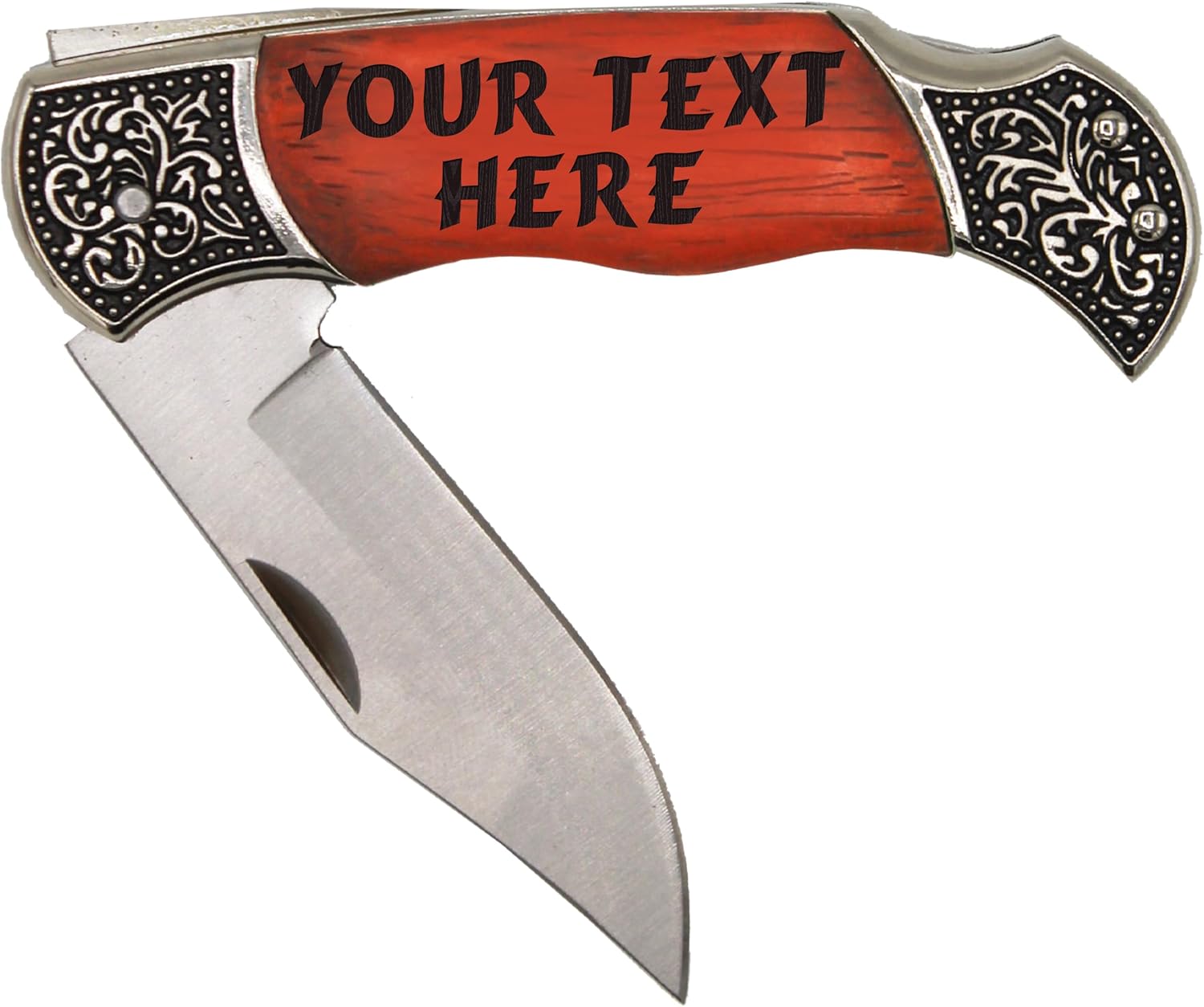 My Personal Memories, Customized Rosewood Handle Pocket Folding Knife with Engraving - Wedding Groomsmen - Personalized Monogrammed and Engraved (Custom Personalized 2 Lines)