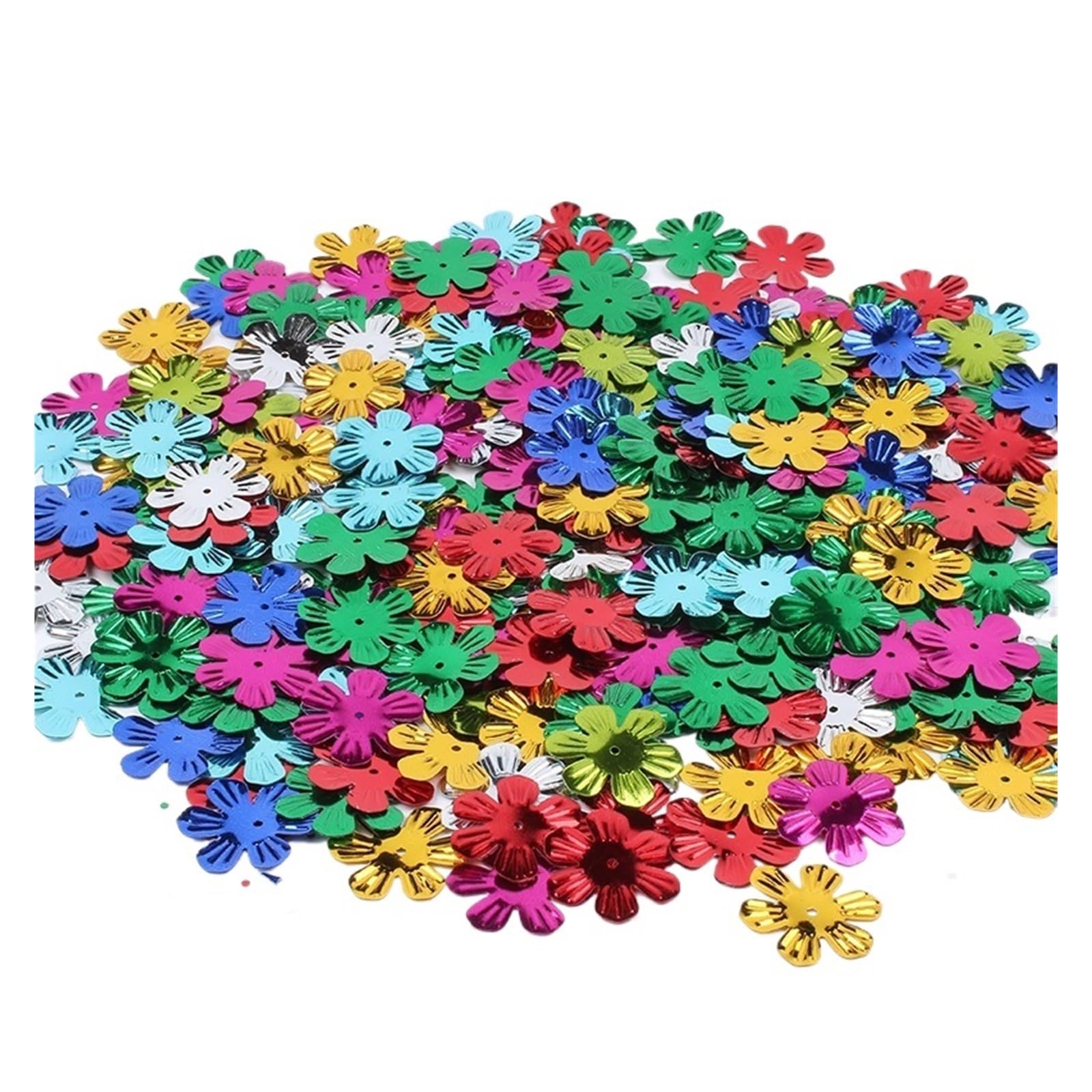 Paillettes à motifs floraux 25 mm assorties en sachet de 50 g pour customiser les vêtements