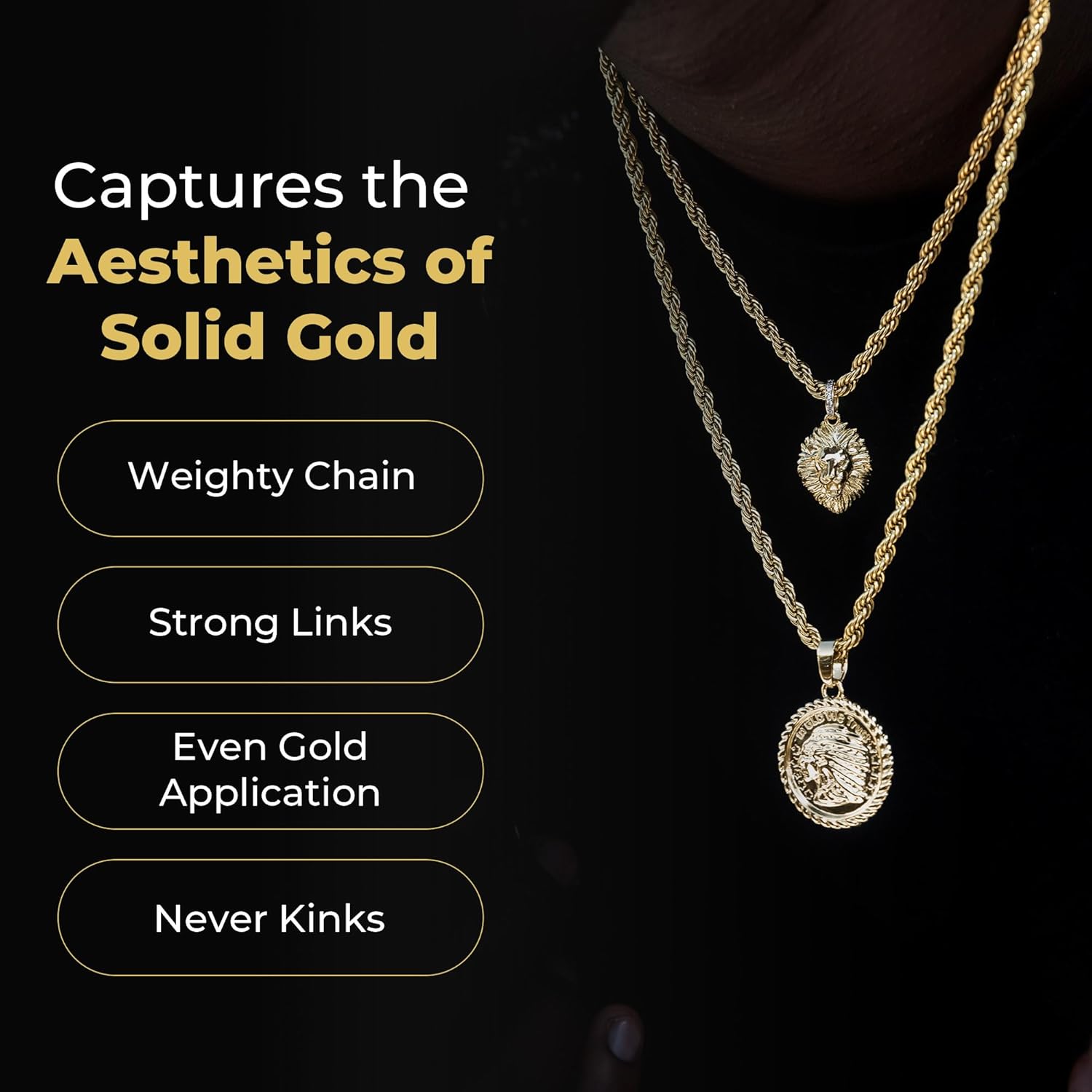 GLD Simple Gold-Plated Cross Necklace for Men and Women - Minimalist Plain Cross Pendant with Rope Chain, Cuban Chain 16-22 Inch - Designed in Miami - Built to Last