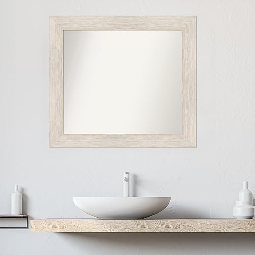 Miniatura 4 de Amanti Art Espejo personalizado, espejo de baño de madera dura, espejo de pared o espejo de tocador de baño sobre el fregadero (26 x 29 pulgadas),