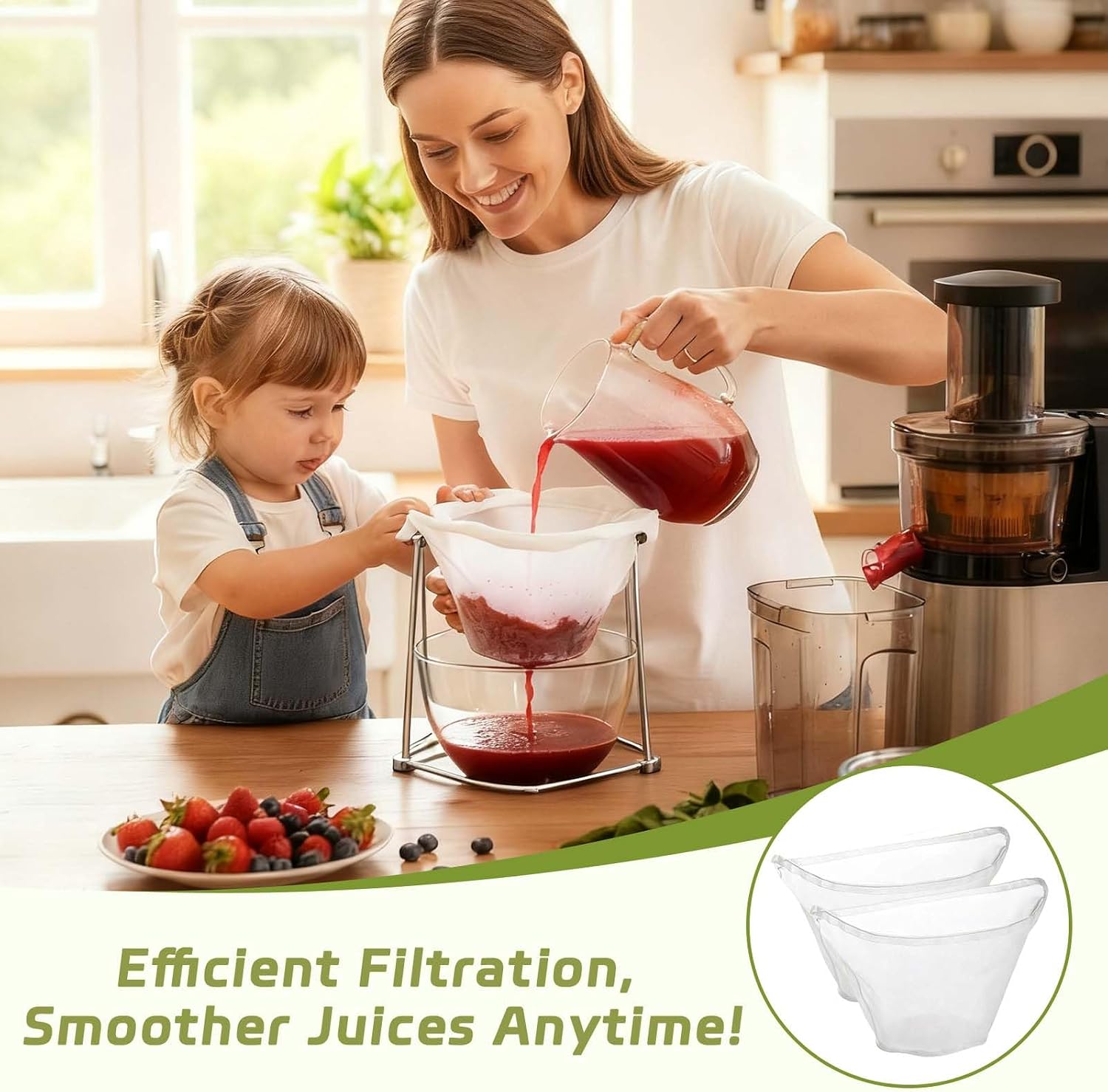 3PCS Cheese Cloth Filling Squeeze Nylon Bags, Bowl-shaped reusable nylon cheese cloth filter bag, Ultra Fine Mesh Strainer Bags, suitable for nut milk, juice, soy milk, dumpling fillings (S, M, L)