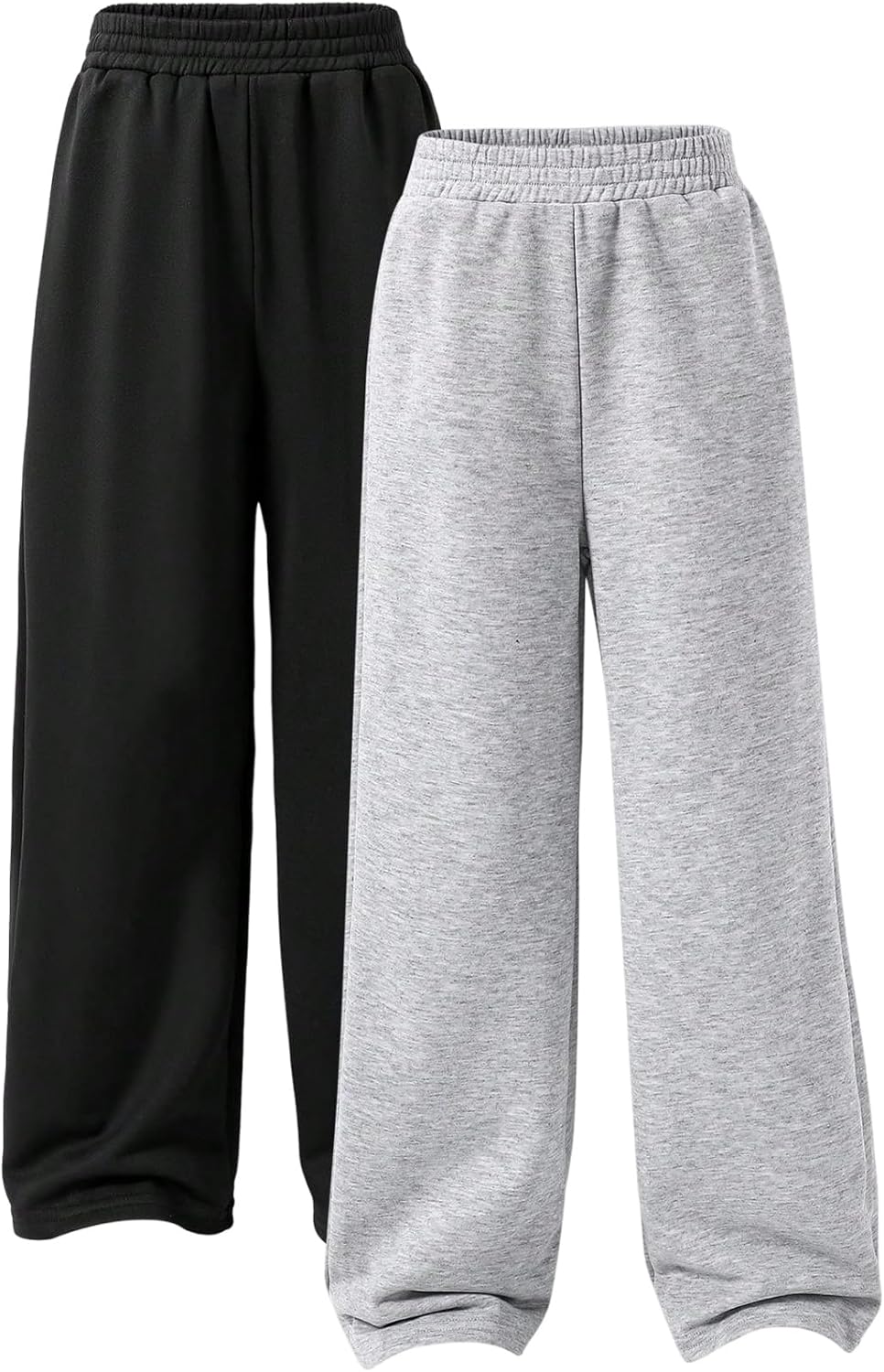 Girl's Baggy Sweatpants Elastic Waist Wide Leg Pants Joggers Track Sweat Pants Trouser 2 Pack