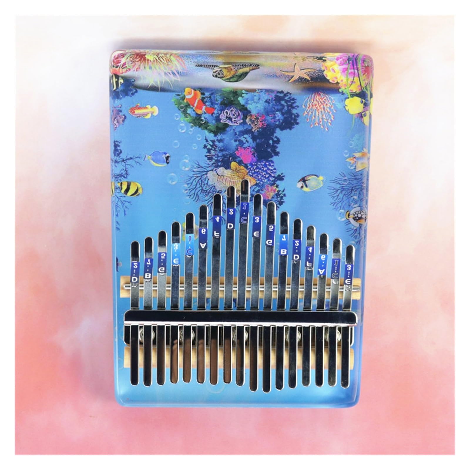Kalimba 17-tonowy malowany podwodny świat dla początkujących akrylowy kolorowy pianino kalimba