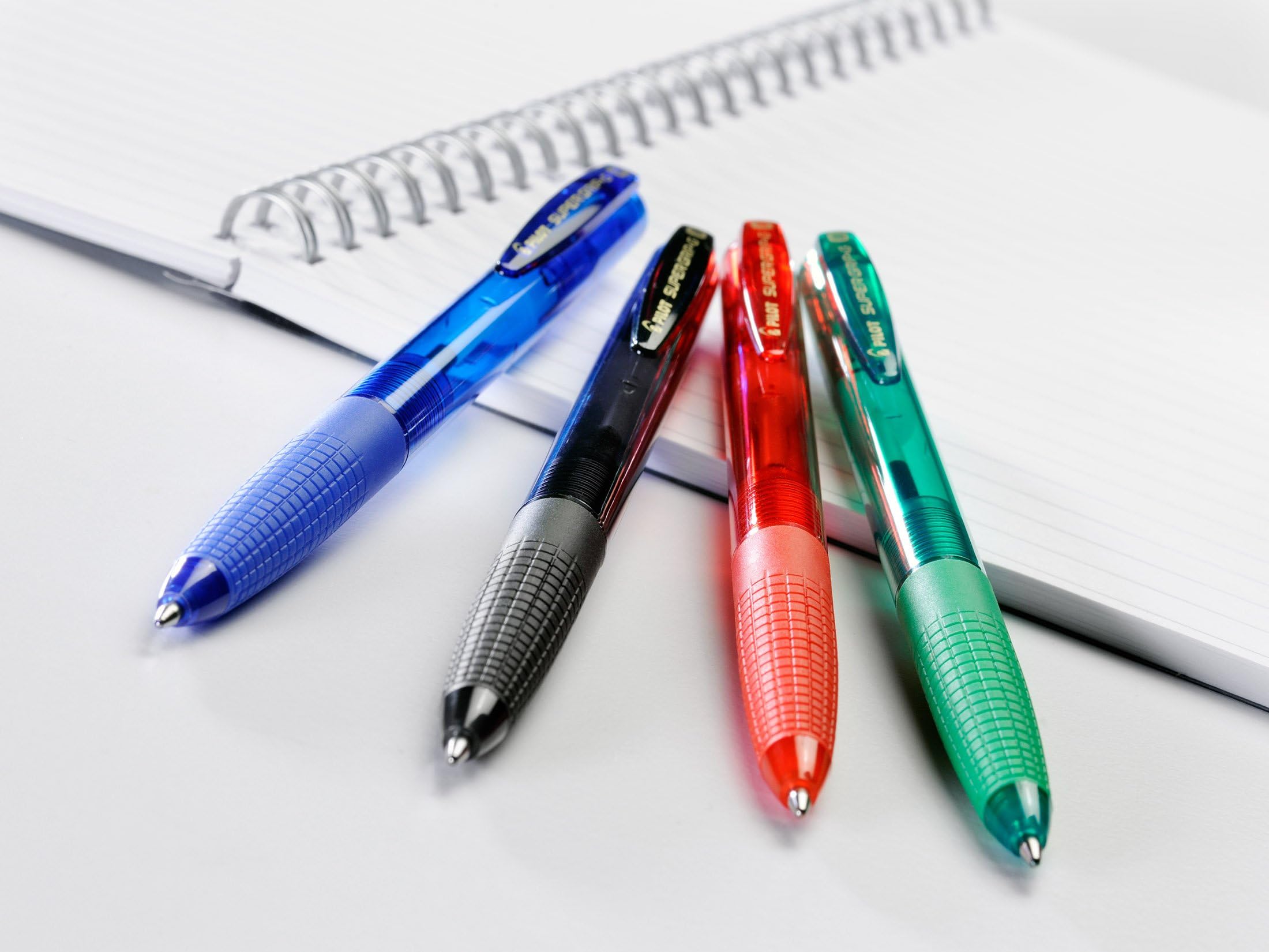PILOT Set di 12 Penne a sfera Super Grip G Ricaricabile a scatto Punta Media Blu Nero Rosso Verde