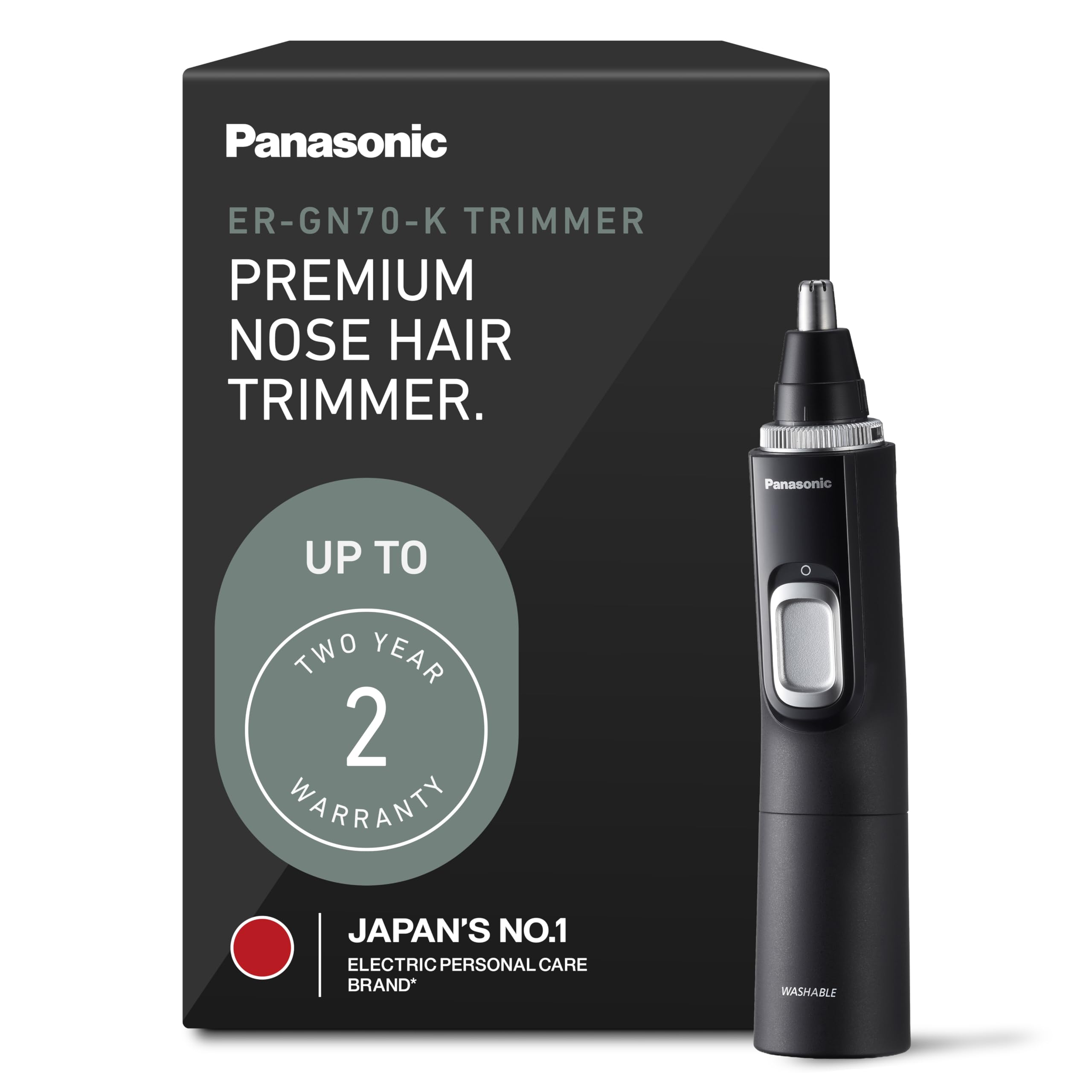 Ear and Nose Hair Trimmer for Men with Vacuum Cleaning System, Powerful Motor and Dual-Edge Blades for Smoother Cutting, Wet/Dry – ER-GN70-K (Black)