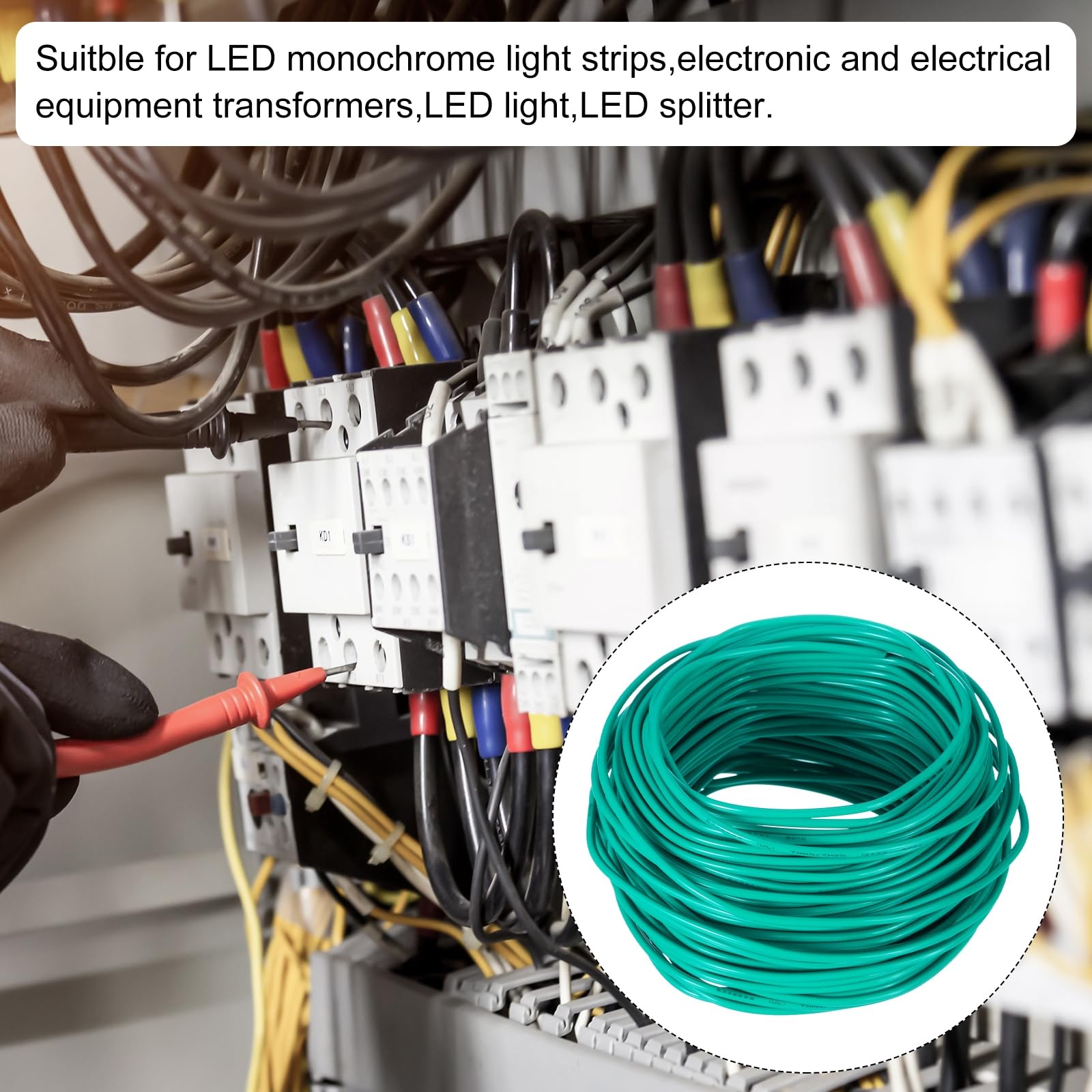 QUARKZMAN 100 Fuß Elektrischer Draht Isoliert Fester Kupfer 12AWG Anschlussdraht Kabel THHN Draht Wohngebiet Industrie Erdung Elektrisch Bewertet Für 600 Volt UL Gelistet Grün