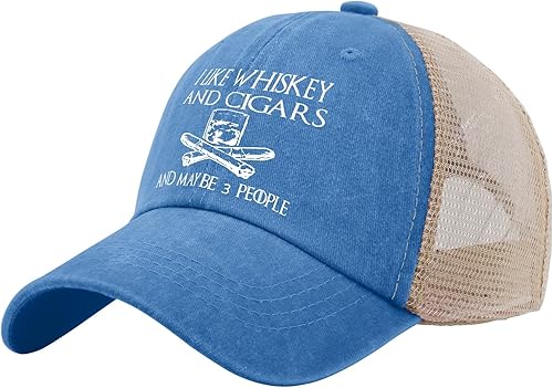 Funny Hat I Like Whiskey and Cigars and Maybe 3 People Hat for Men Baseball Caps Adjustable Caps