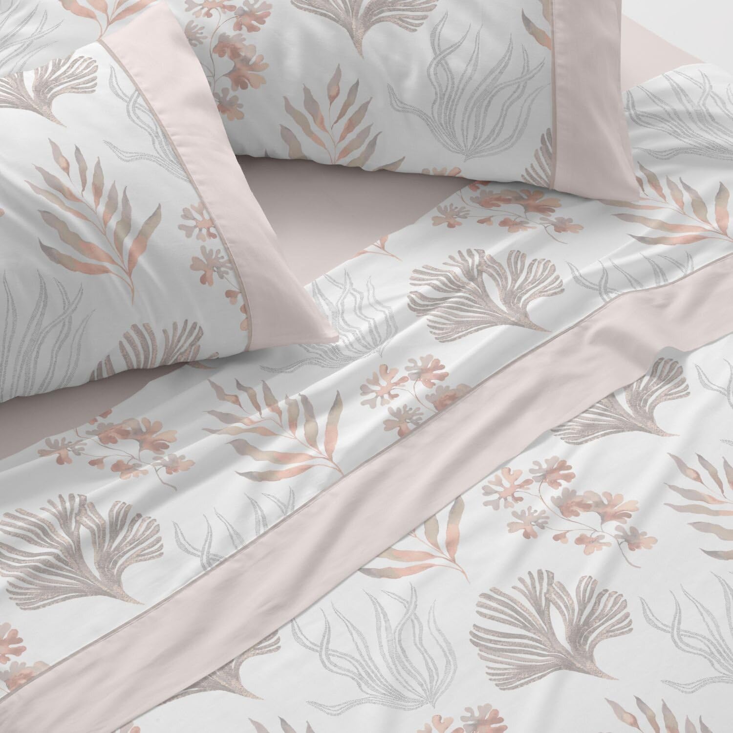 Burrito Blanco | Juego de sábanas | Cama de 135cm (+Medidas Disponibles) | Poliéster 50% Algodón 50% | Diseño 136 | Color Arena (135x190/200cm)