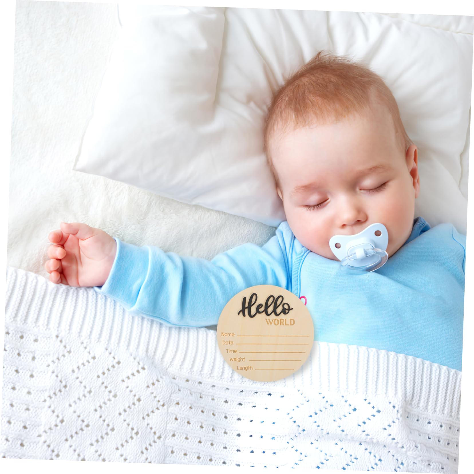 VICASKY Name Sign for Birth Announcement Wooden Bulletin Board Round Shape Cards