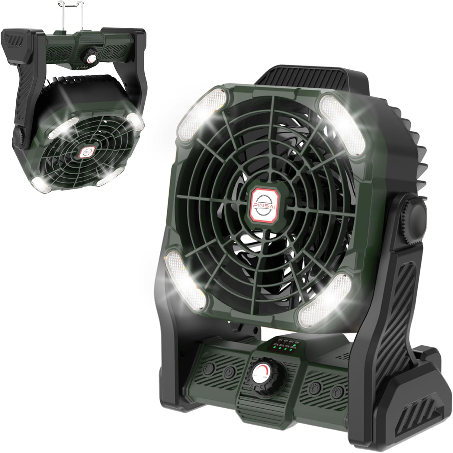 PINSAI Camping Fan, Powerful Rechargeable Tent Fans with