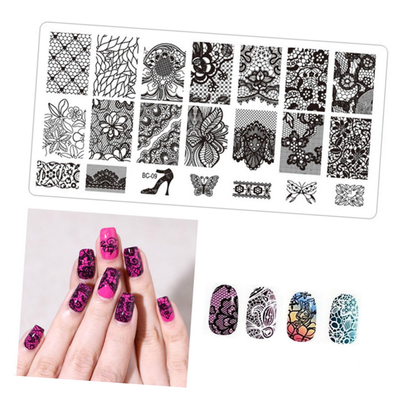 FRCOLOR 12pezzi Template Per Stamping Unghie Nail Art Design Elaborati Per Manicure e Pedicure Facile Usare Unghie