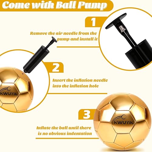 Miniatura 2 de Balón de fútbol de talla 3, 4, 5, con purpurina rosa, dorado, morado, con bomba, pelota de fútbol juvenil para niños pequeños, balón de fútbol