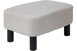 IBUYKE Small Footstools Padded Linen Fabric Pouf