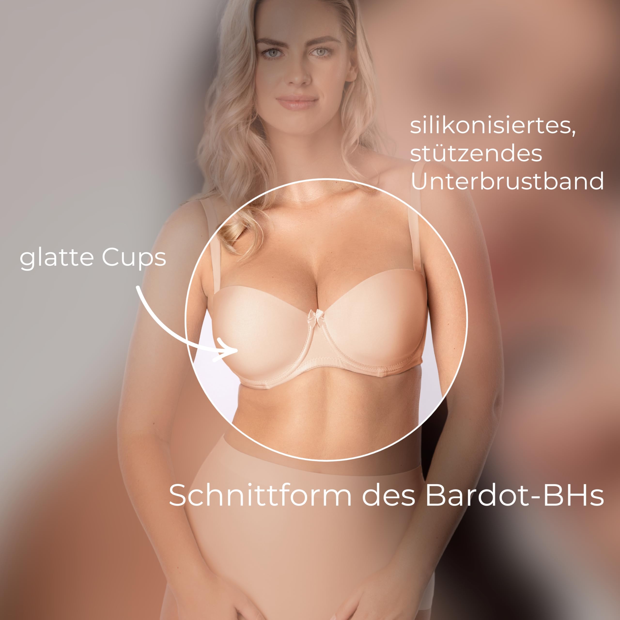 Sujetador de Media Copa EWA para Mujer, diseño básico con Banda de Silicona Cosida para Mayor Comodidad, con Tirantes extraíbles y Almohadillas Push-up, Color Negro