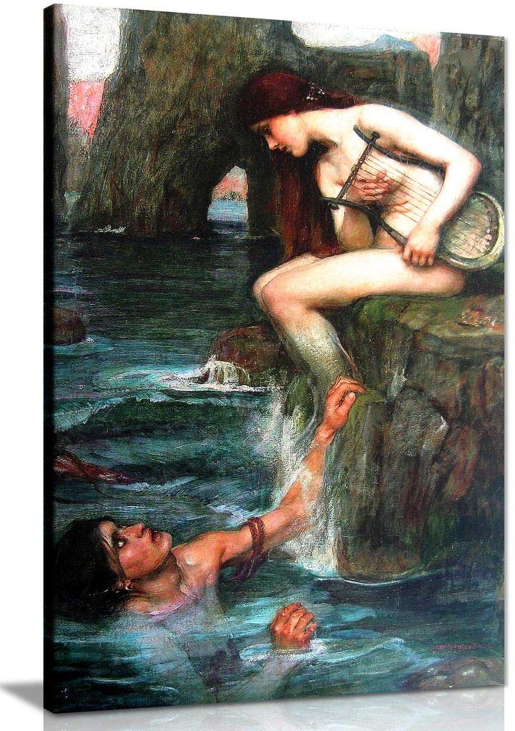 The Siren John William Waterhouse Canvas Wall Art Picture Print (24x16)