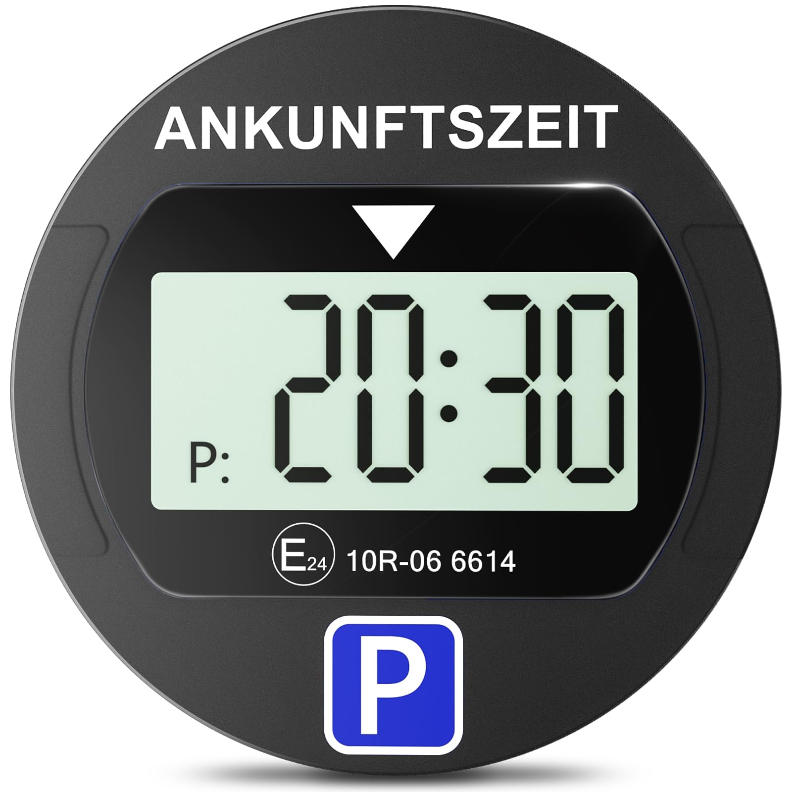 Warmfay® Elektronische Parkscheibe mit Zulassung vom KBA, Automatische Digitale Parkscheibe Elektrisch mit Batterie, Elektrische Parkuhr Auto mit 2 Displays & Nachtparkmodus & Vielseitig (1, Schwarz)
