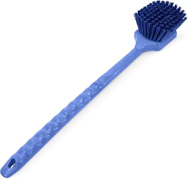 SPARTA 20" Floater Scrub Brush with Long Handle, Oil-Resistant Polyester Bristles, Multiple Trim Angles, Foam-Injected Polymer Block, Commercial Cleaning Tool, Blue